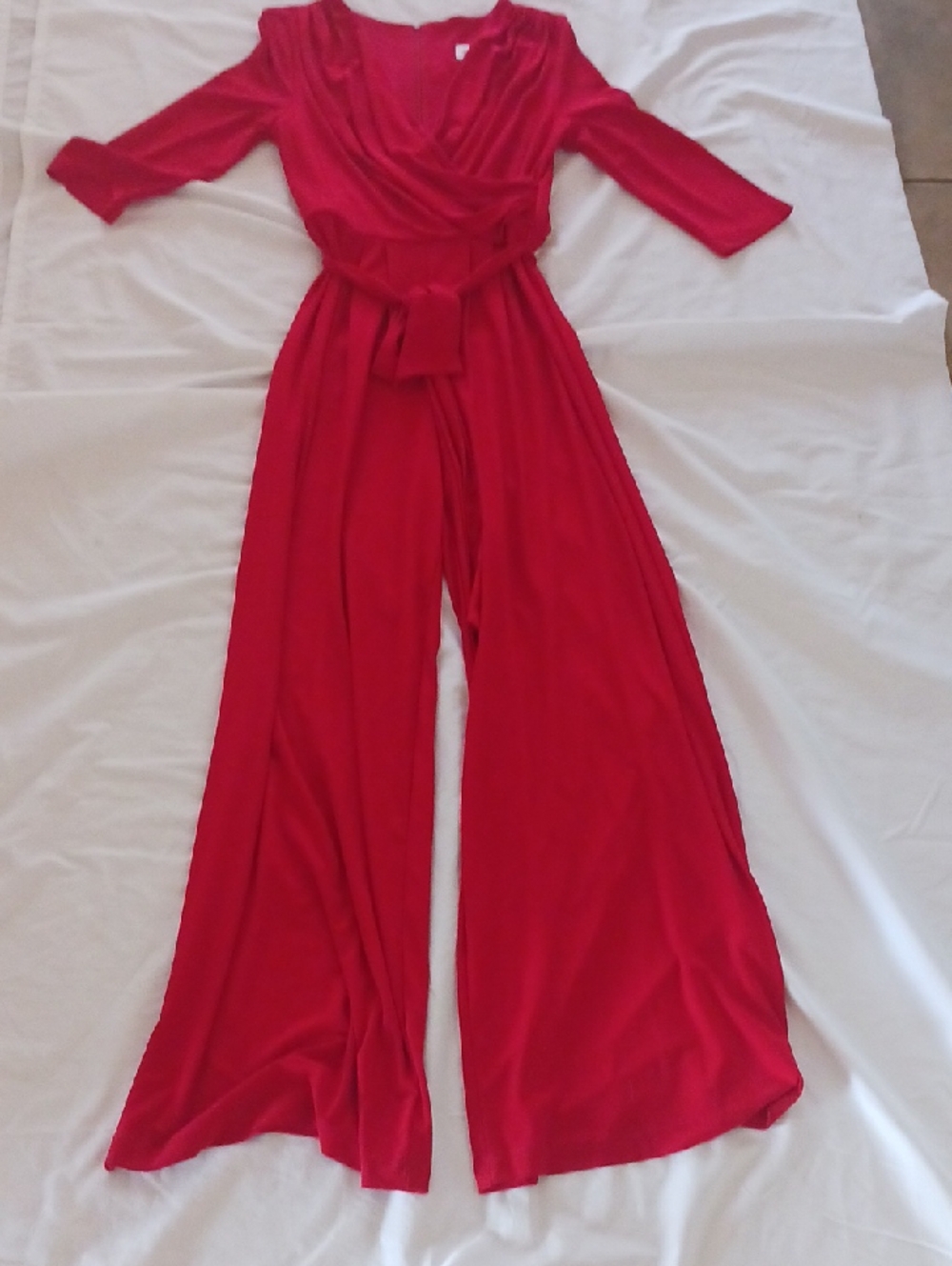 Joseph Ribkoff Red Wrap-Front Wide-Leg Jumpsuit